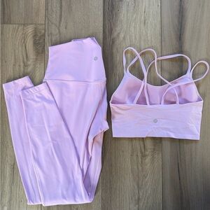 Lululemon 28" Align light pink Leggings (size4)+ sports bra (light padding)size4